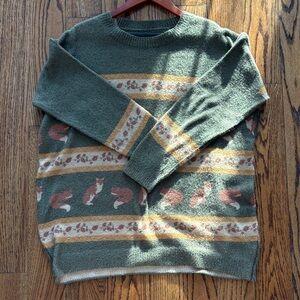 Green Fox Pattern Sweater